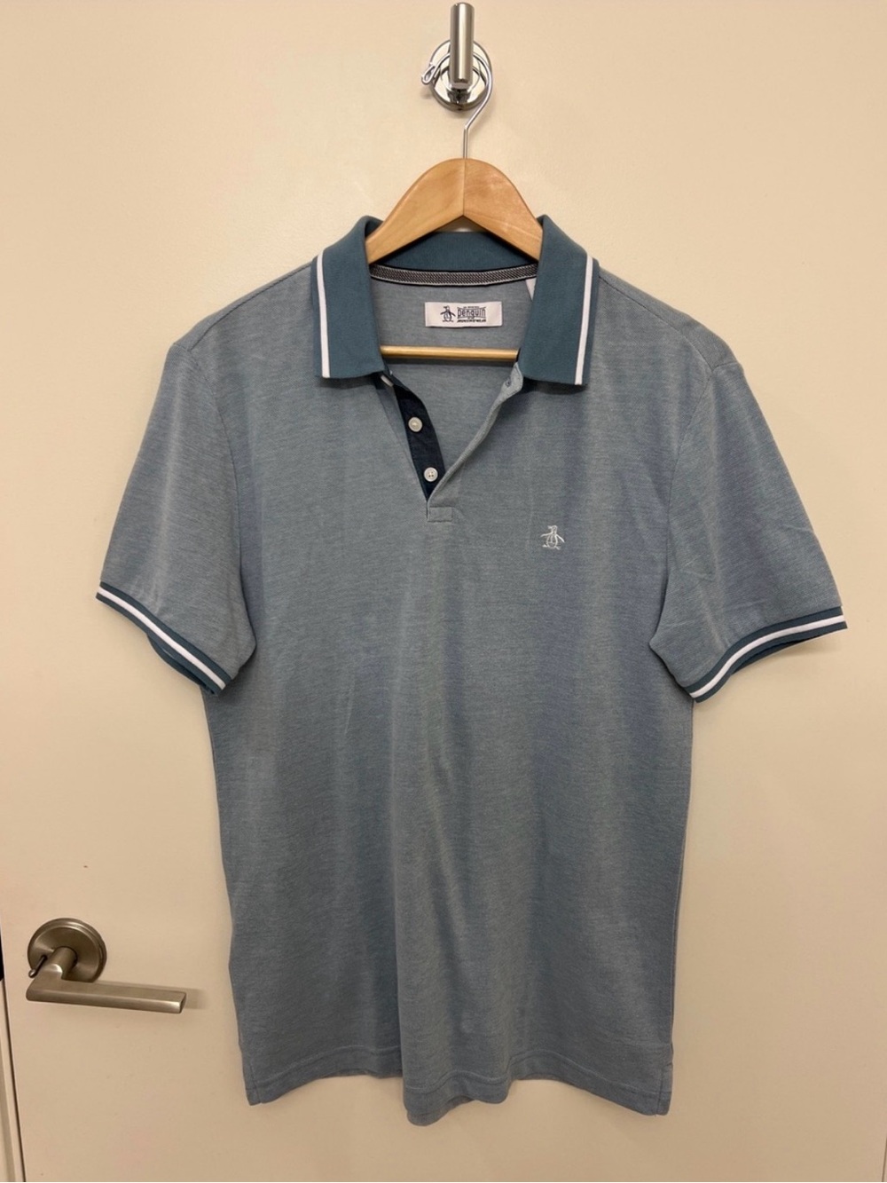 Original Penguin Slate Blue Polo with Contrast Trim - Like New Mens Small
